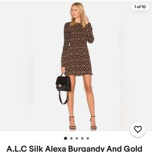 A.L.C. Alexa Printed Bell Sleeve Silk Dress